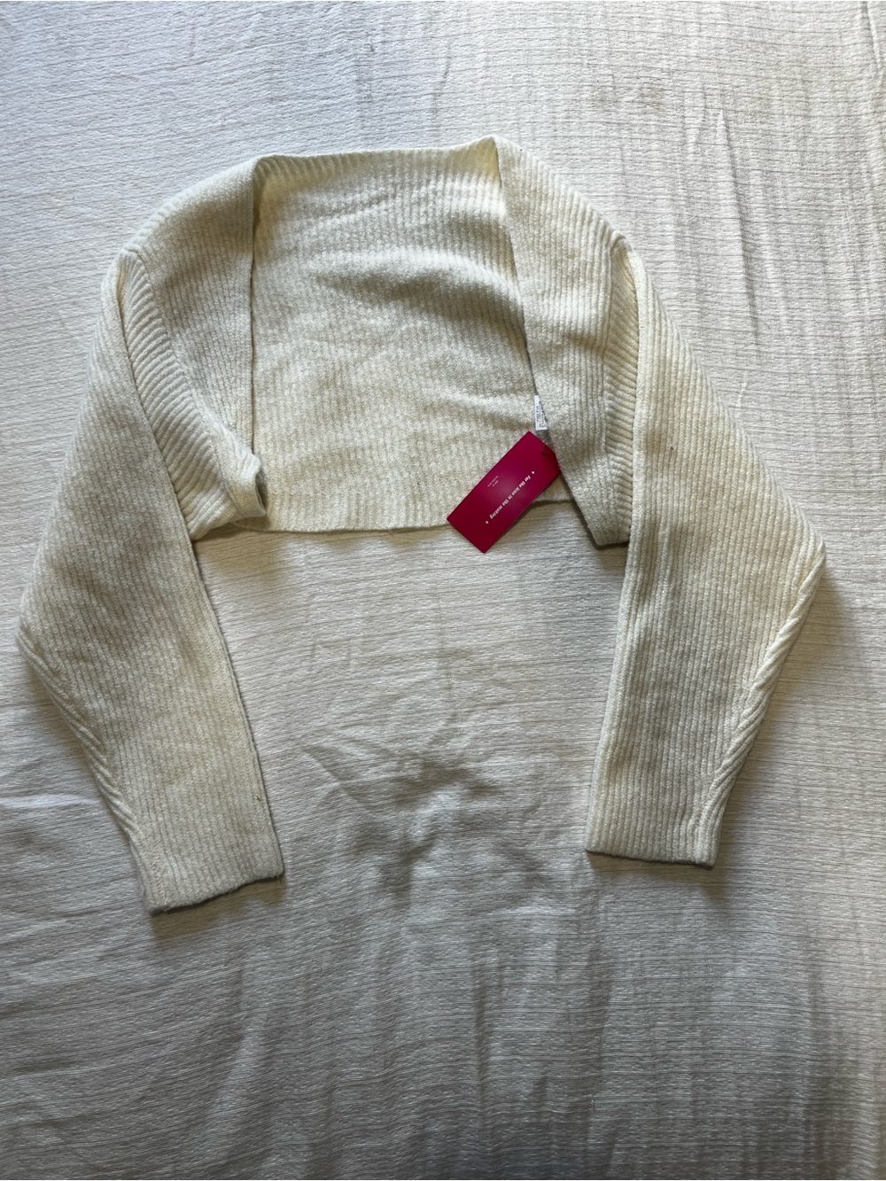 Women's Cream Ribbed Shrug Sweater